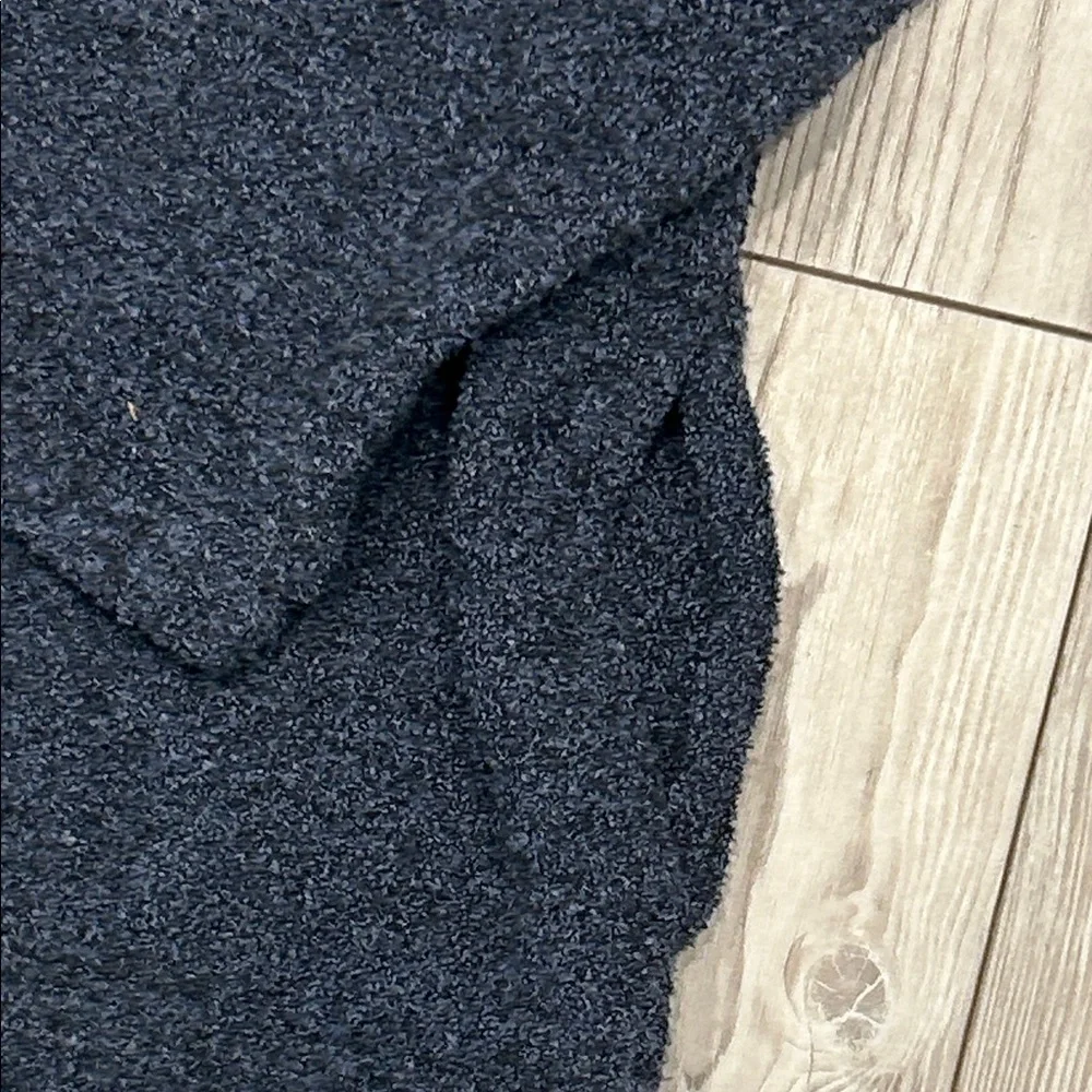 Vintage City Scape Men’s Dark Blue Button-Up Crewneck Fleece Pockets Size Large